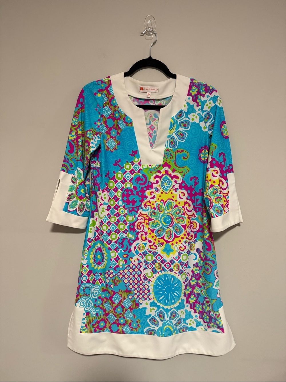 Jude Connally Geometric Print Tunic Dress Size Small Resort Cruise Vacation